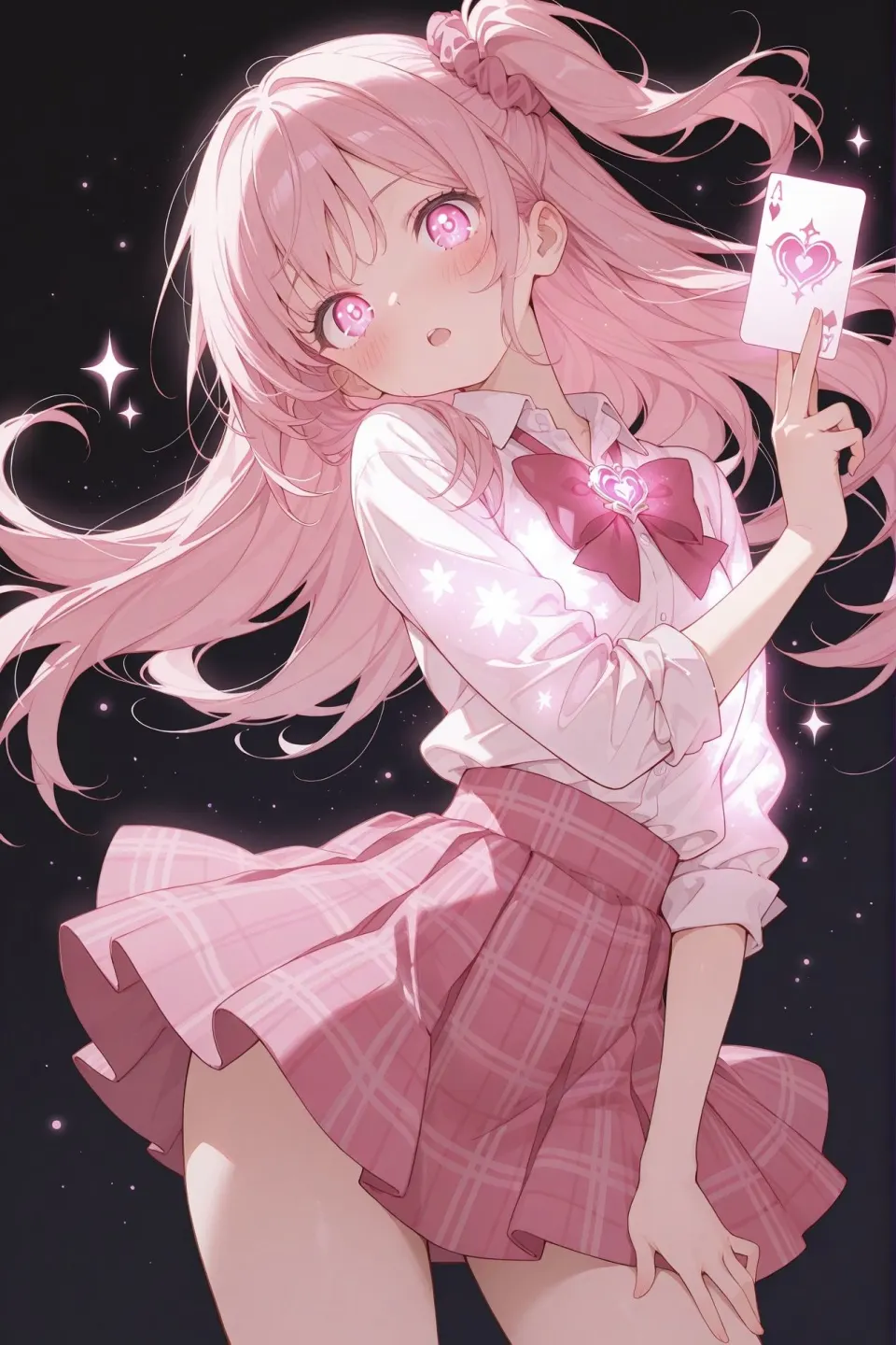 粉色长发魔法少女与红心A