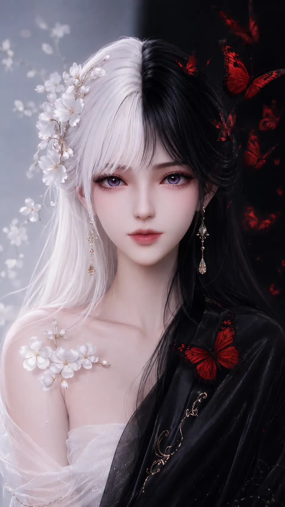 黑白双生：樱花与红蝶