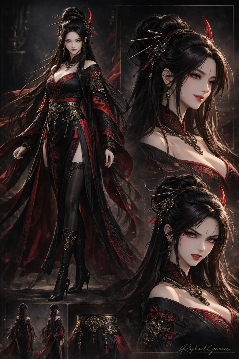 黑红魔女角色设定拼图