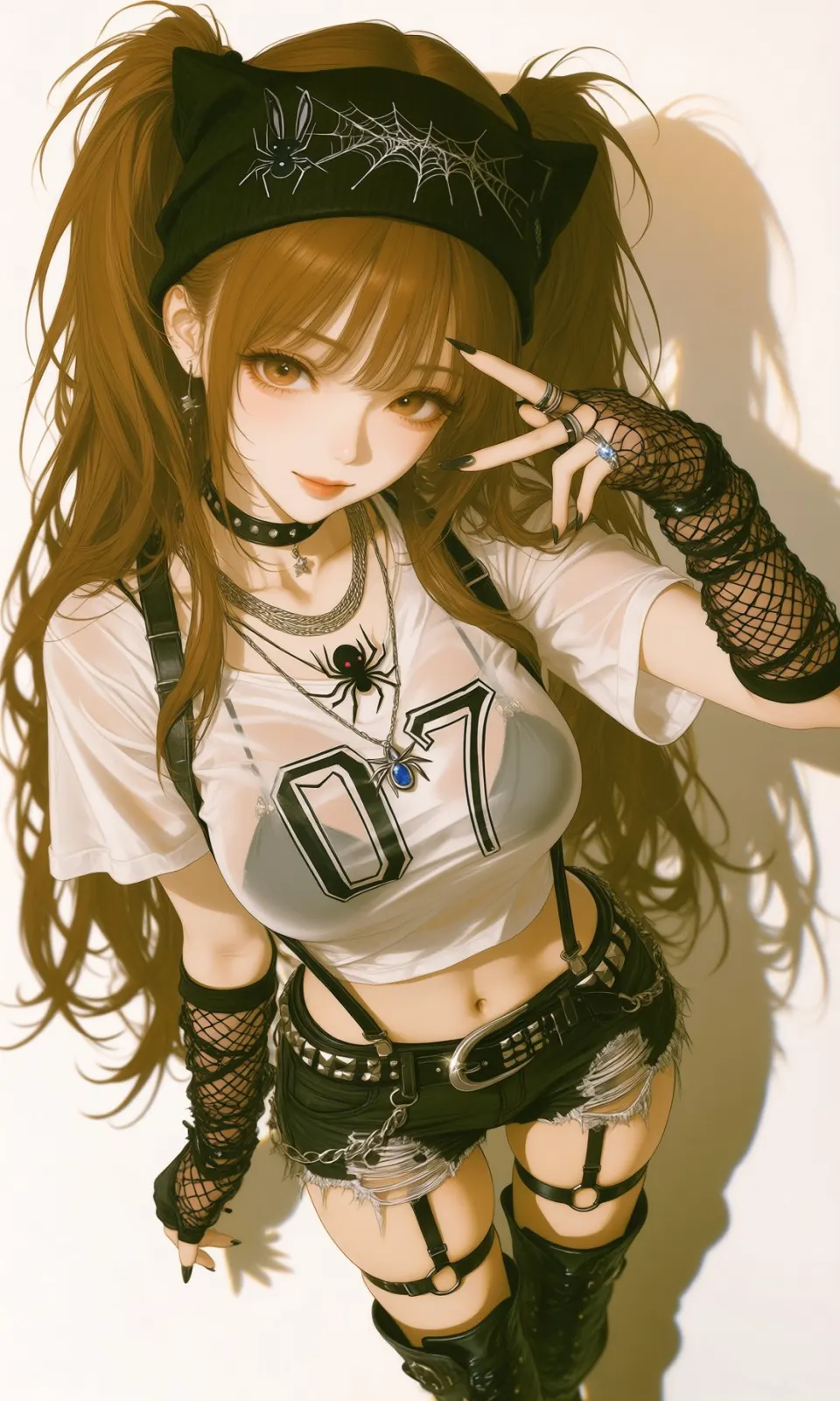 蜘蛛网饰朋克少女