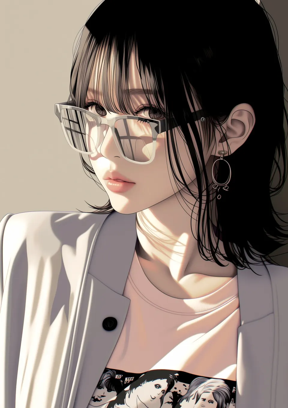 戴眼镜的时尚动漫少女