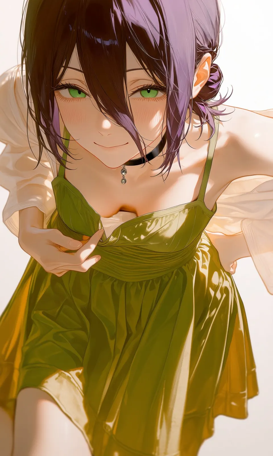 绿裙紫发少女