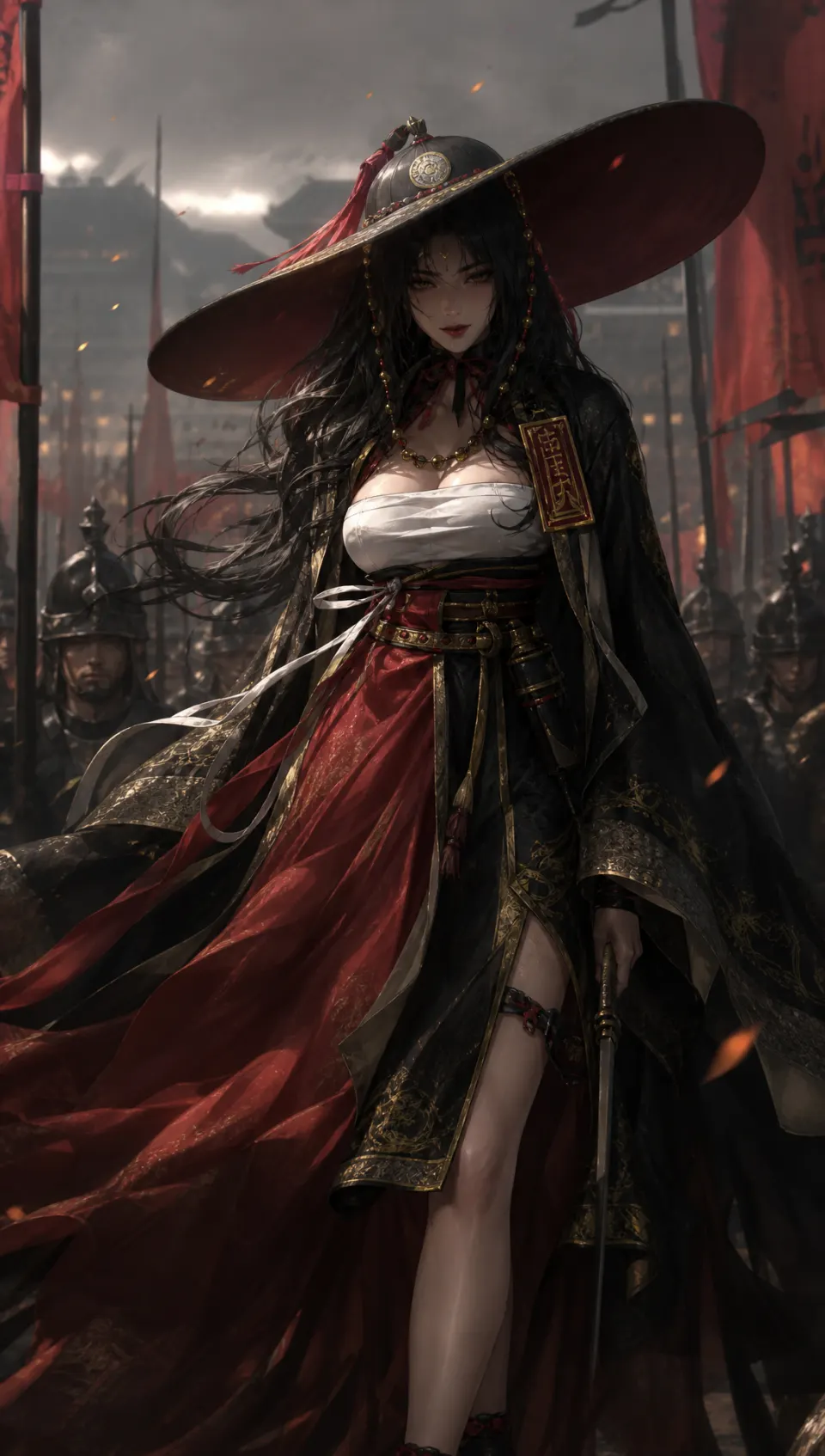 红黑战袍女将军