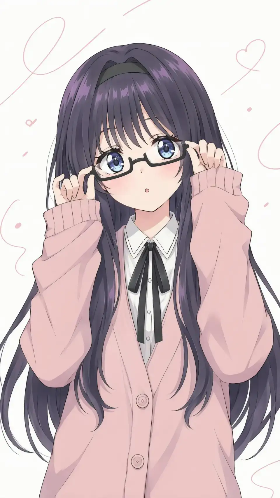 粉衣眼镜少女插画