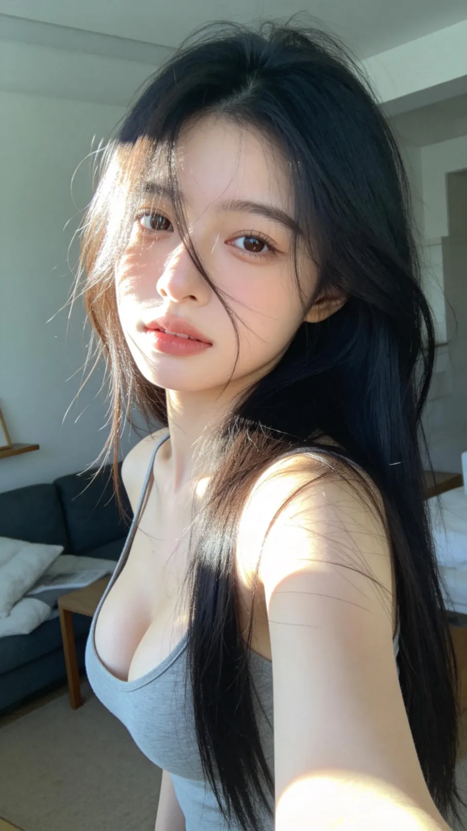 窗边自然光自拍