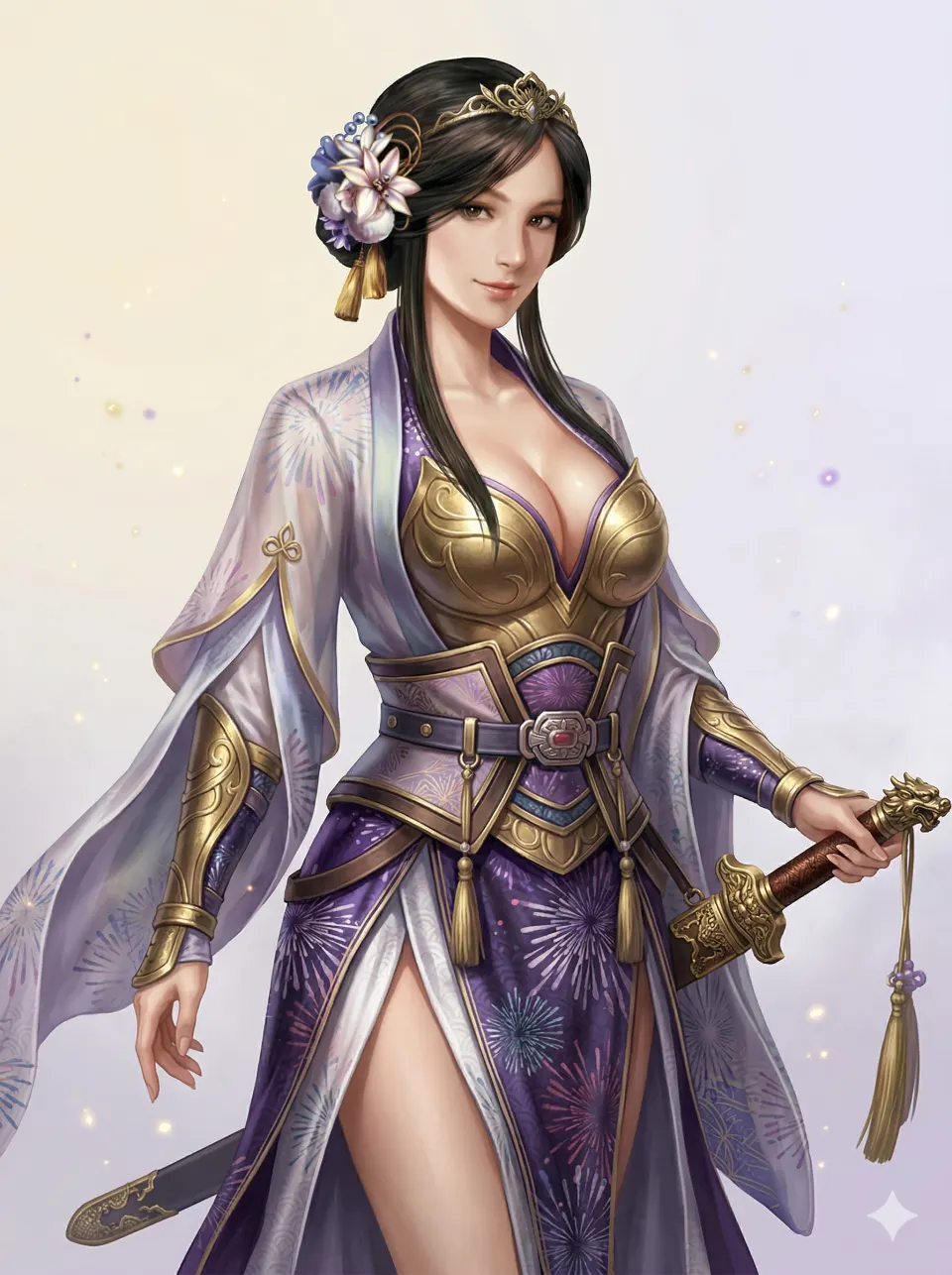 紫衣金甲持剑女子