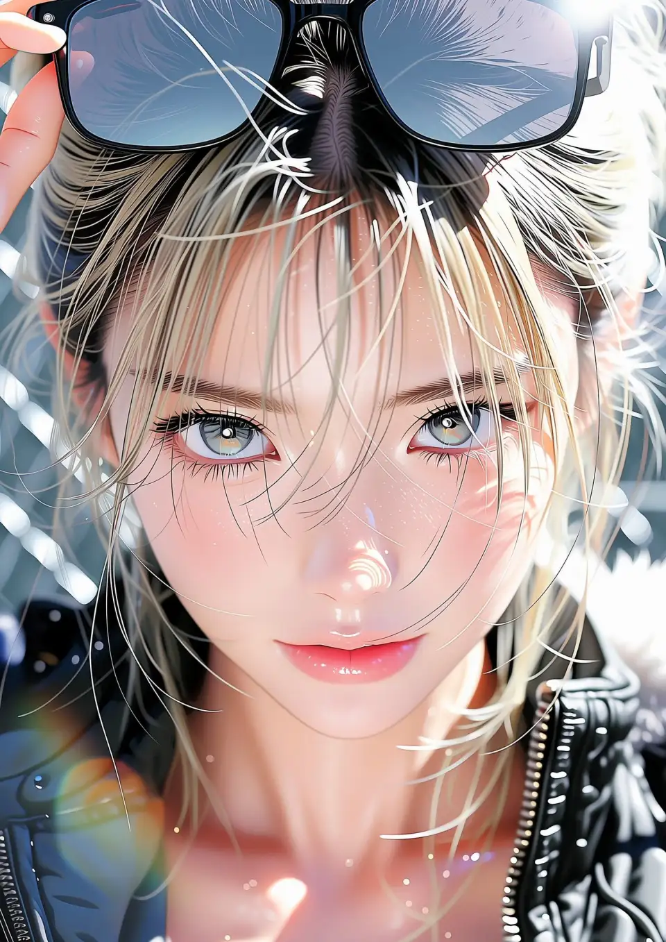 墨镜少女特写插画