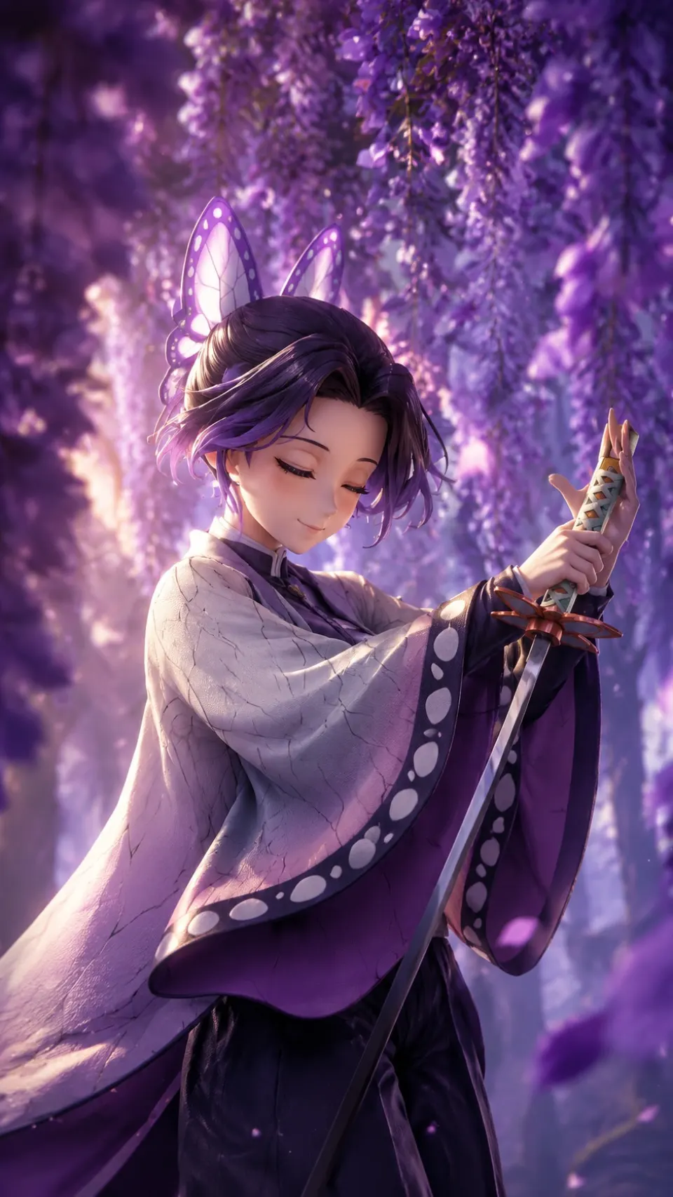 紫藤花下的蝴蝶少女