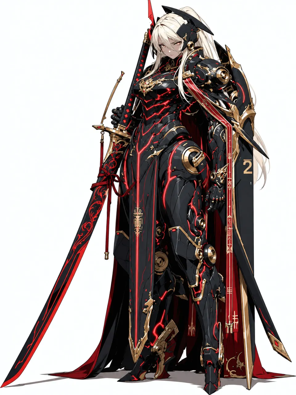 黑红机甲女剑士