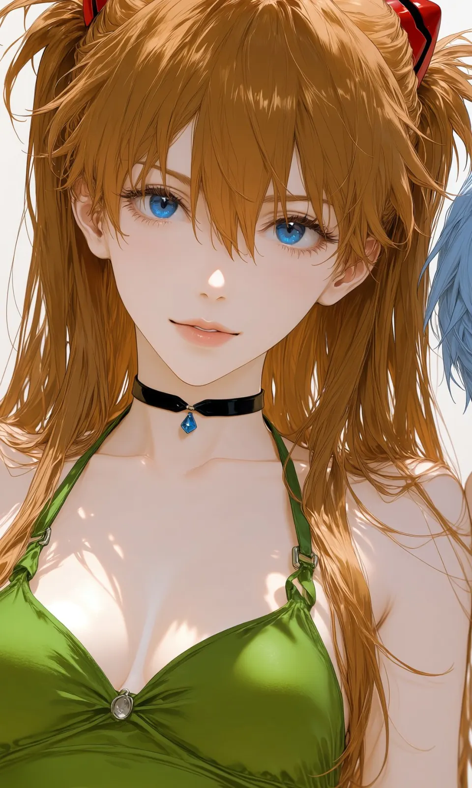 绿裙蓝瞳双马尾少女
