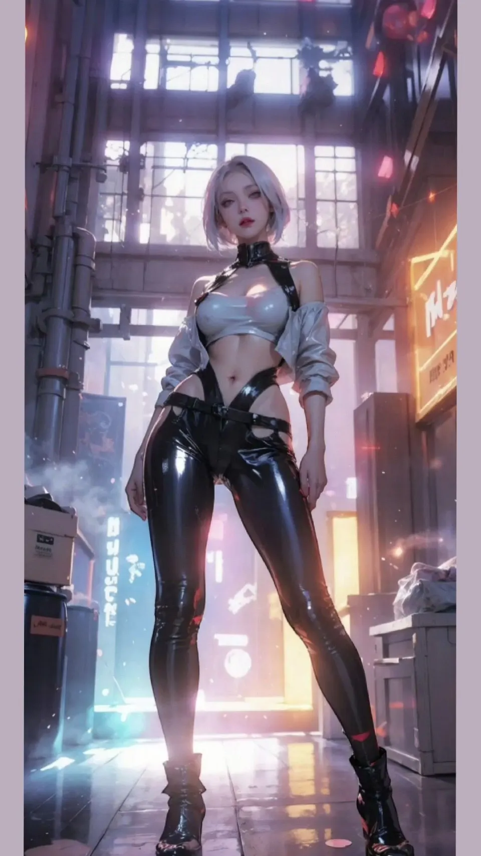 赛博废墟中的银发少女