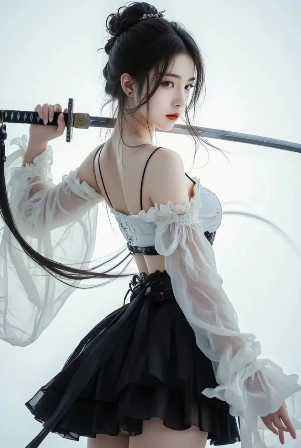白衣持剑少女