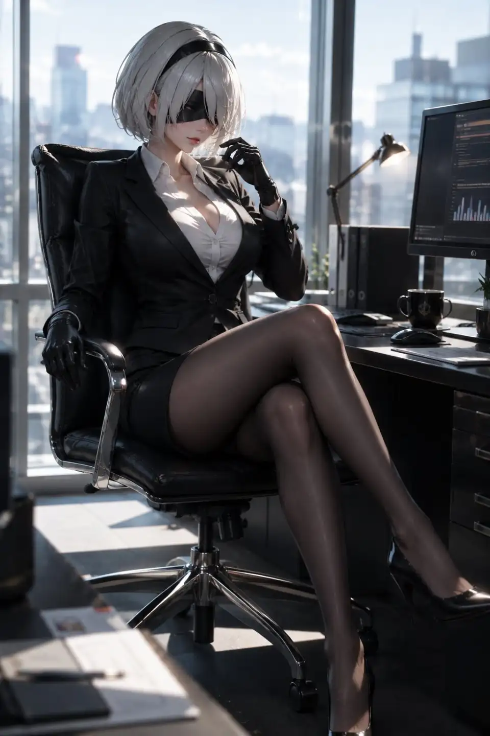 办公室内的2B职业装写真