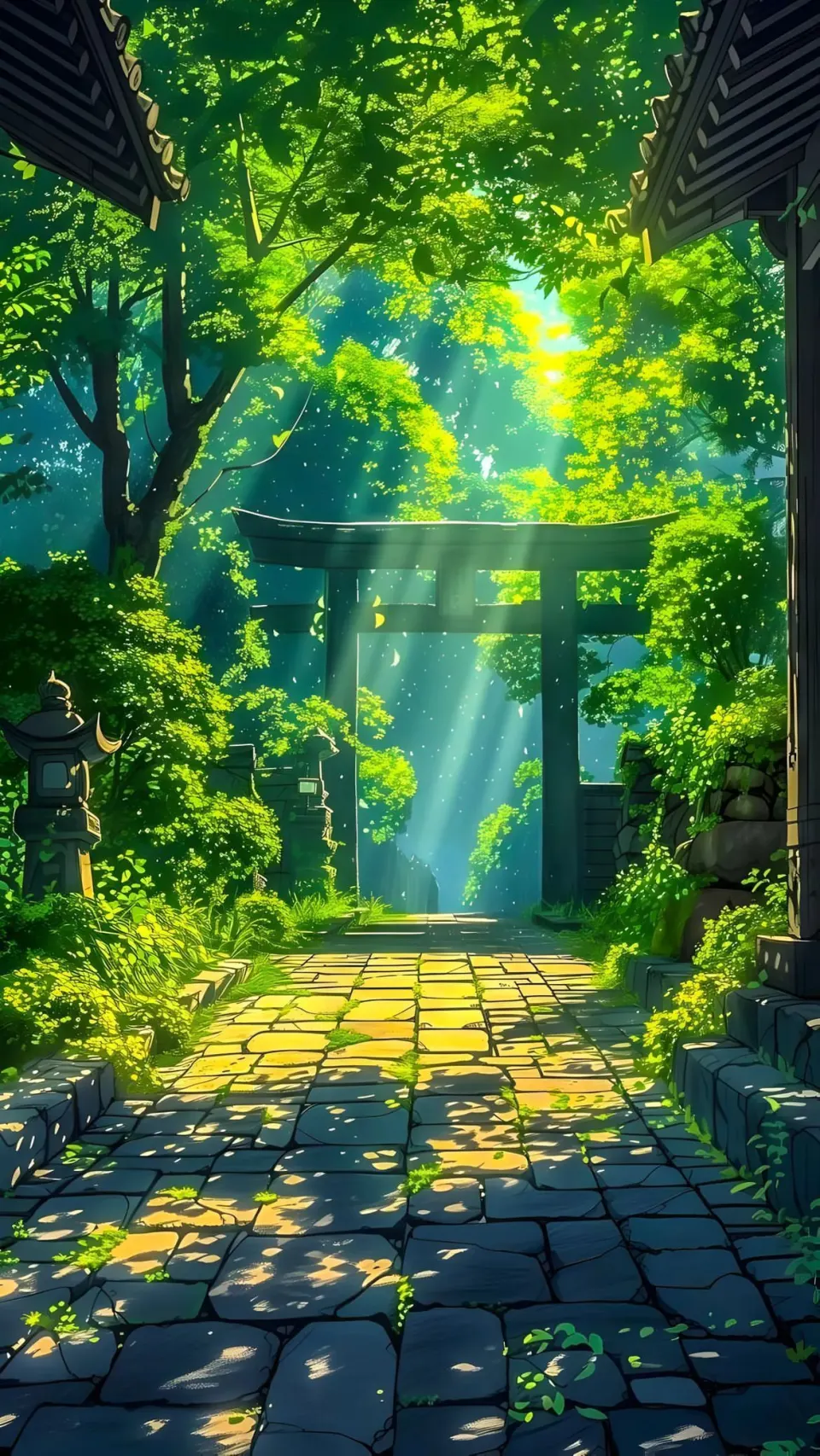 林间神社的石板小径