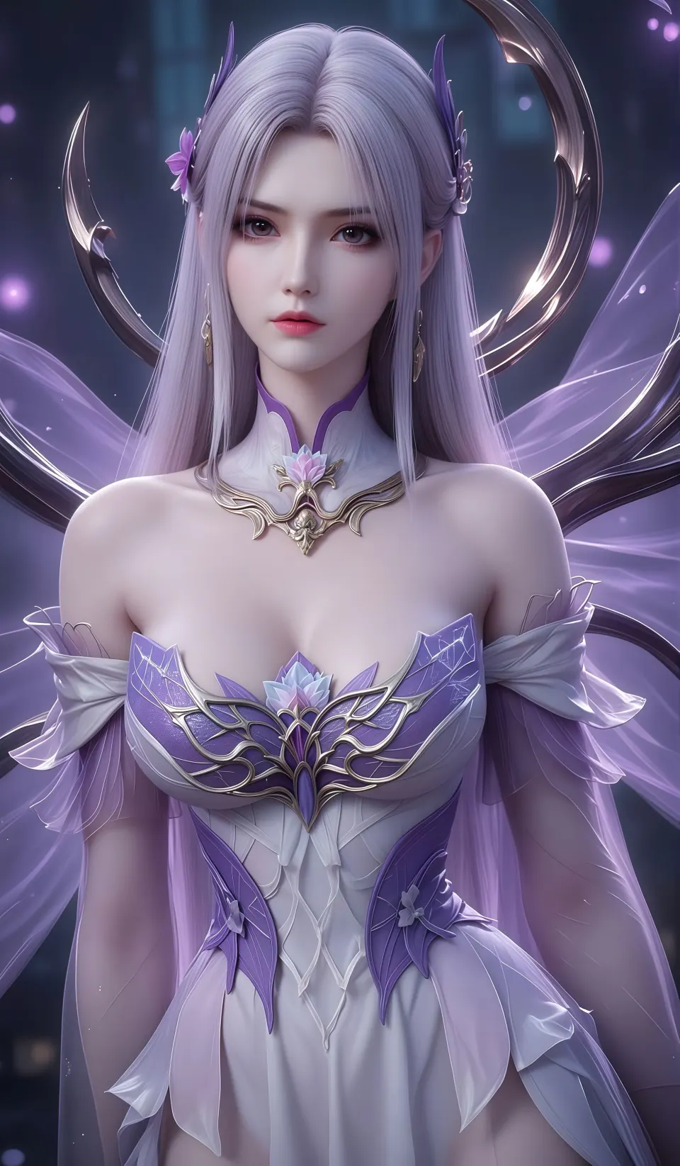 金色流光中的红装幻想女性