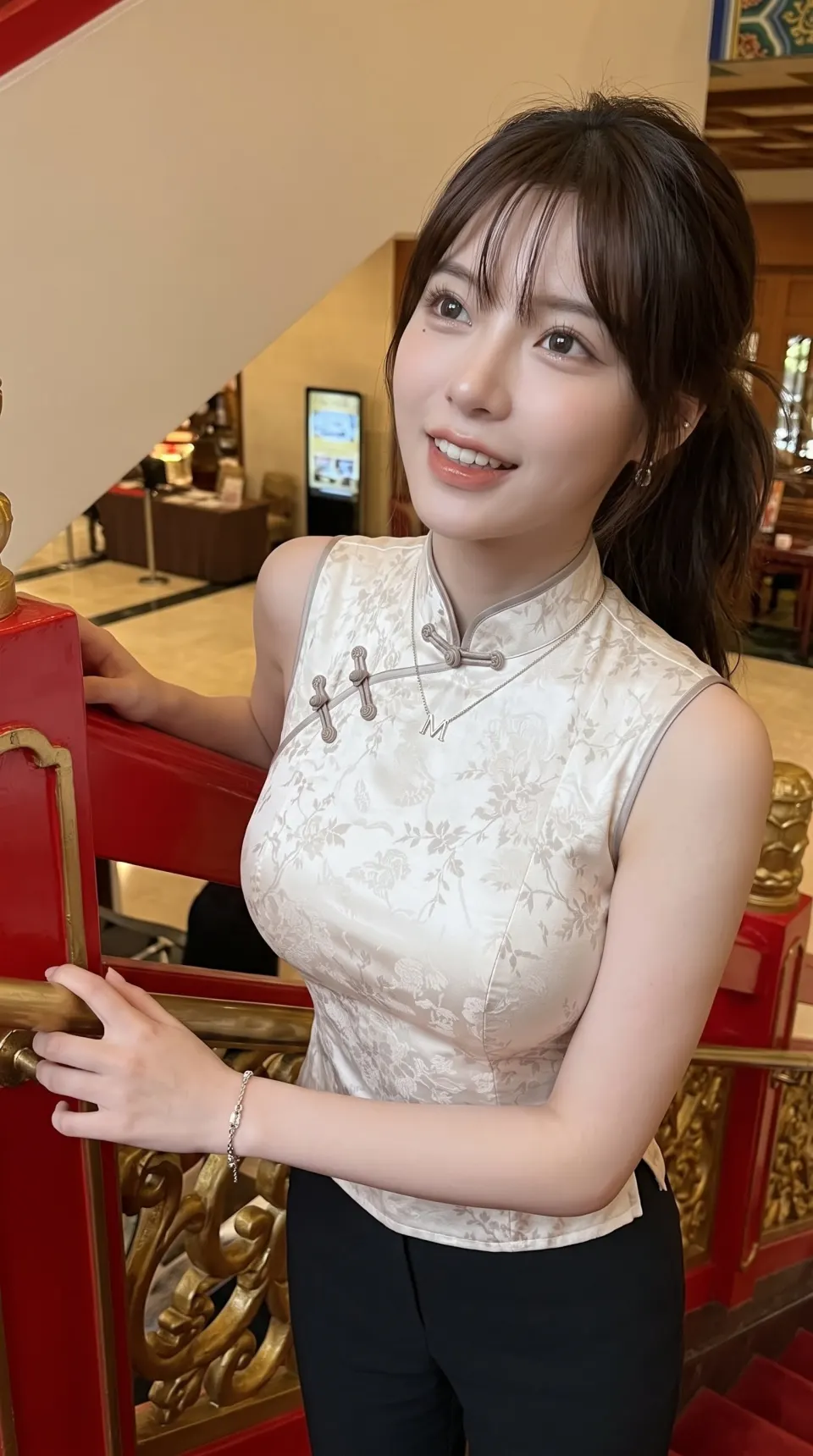 中式刺绣旗袍肖像