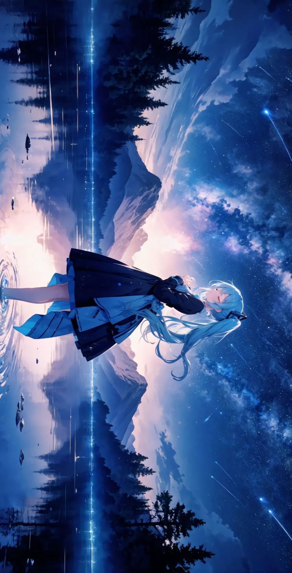 星空湖畔的双人身影