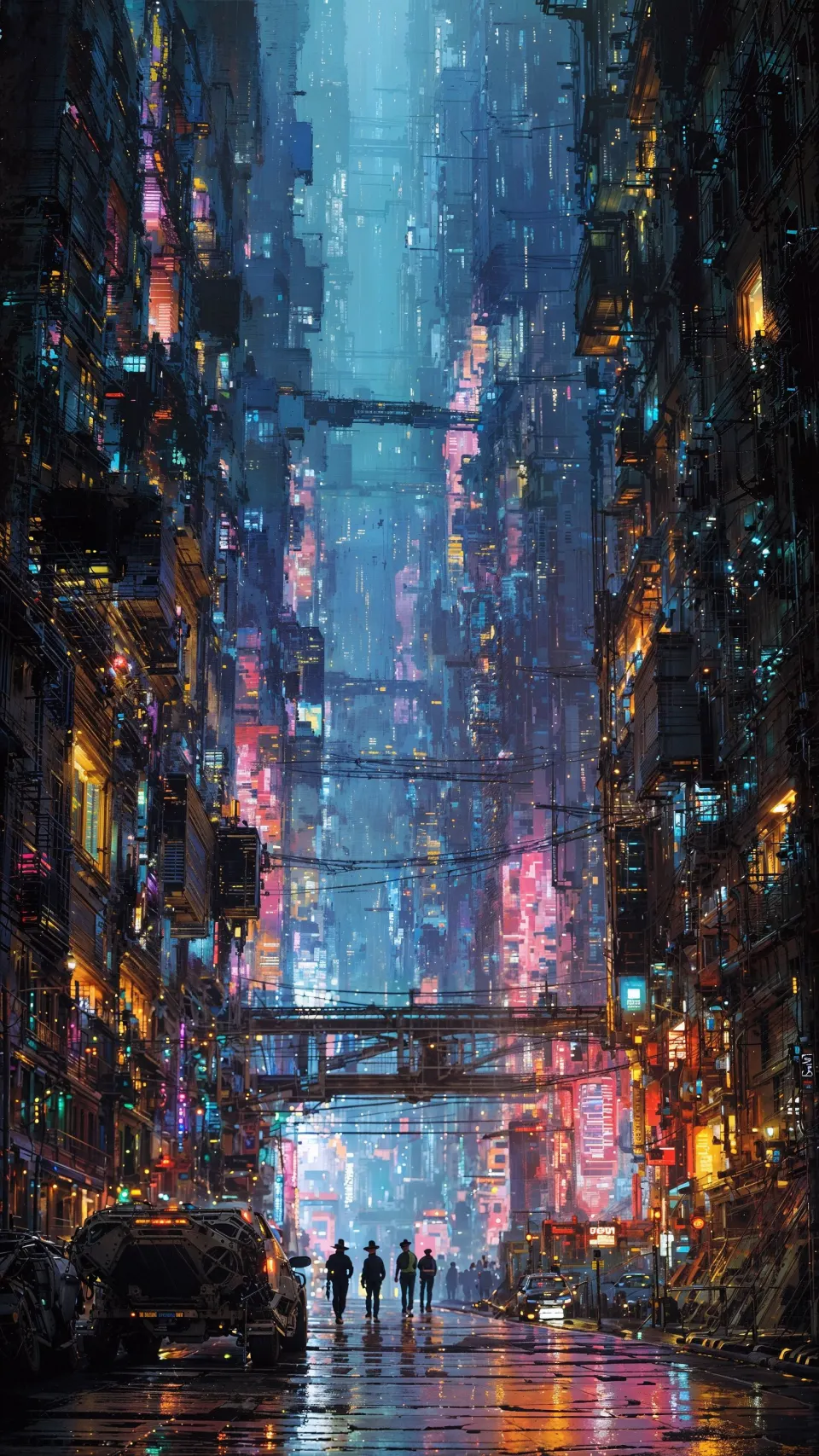雨夜纵深赛博街城