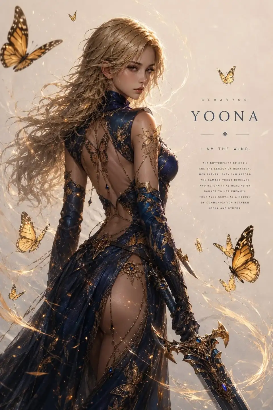 蓝金蝶舞女剑士