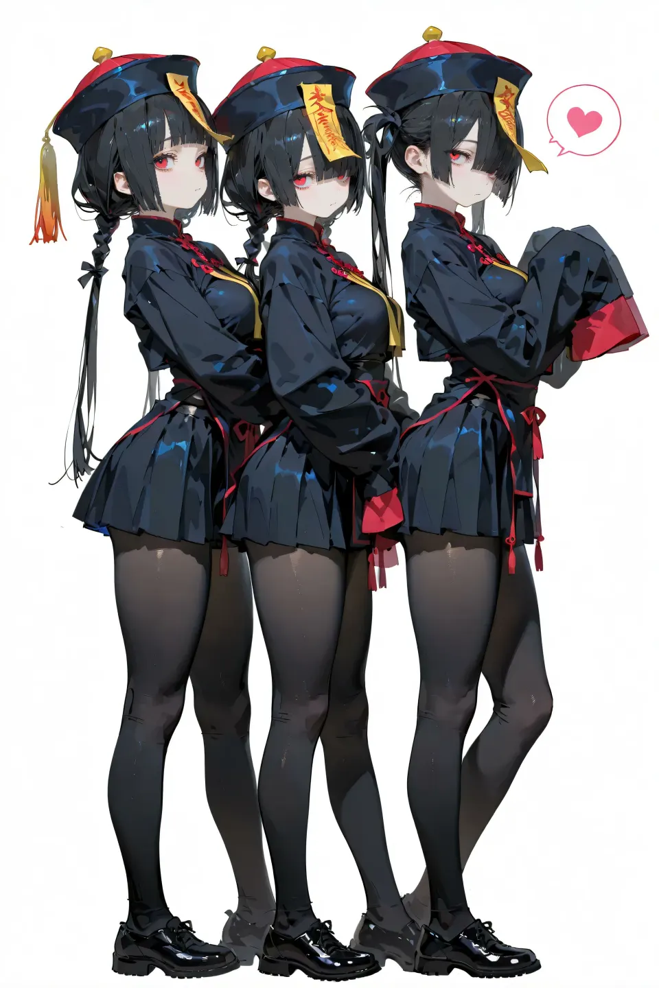 僵尸娘角色三视图设计