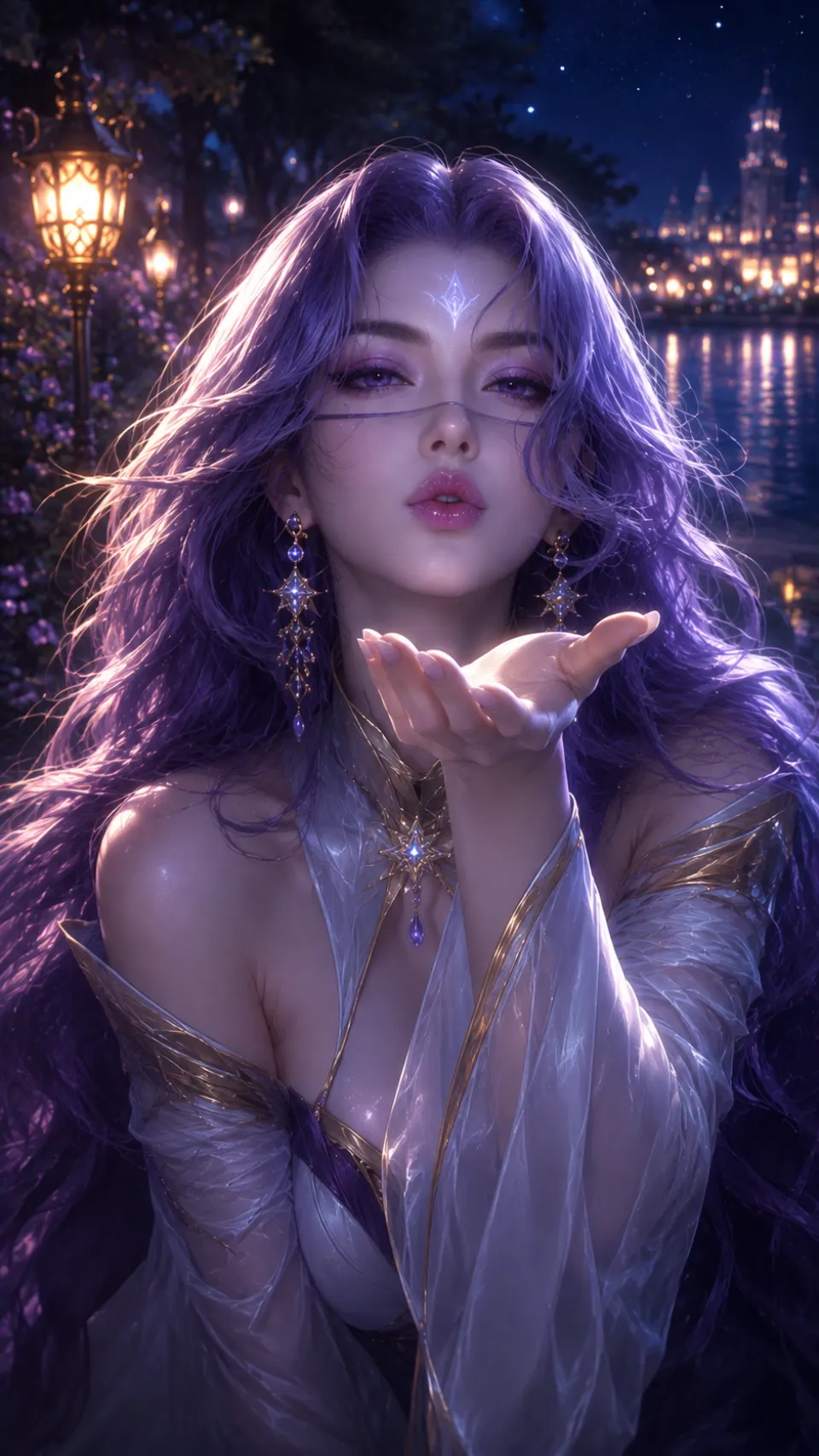 紫夜花园中的飞吻