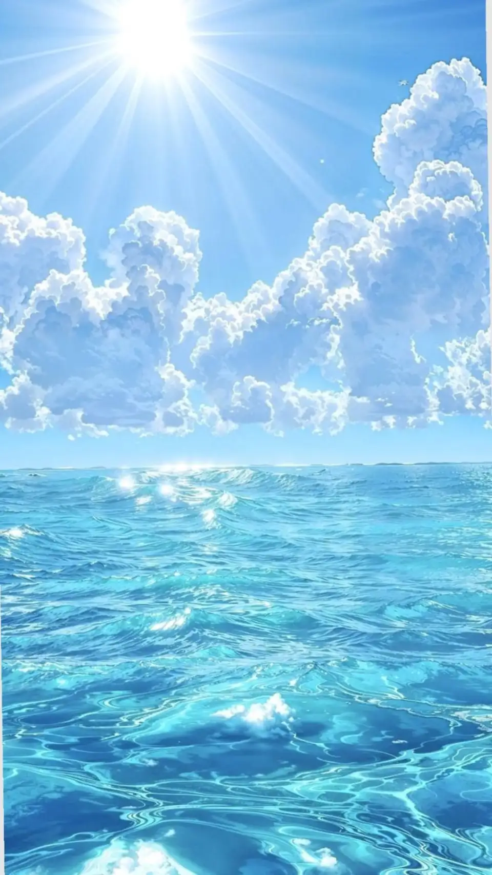阳光下的蓝色海面