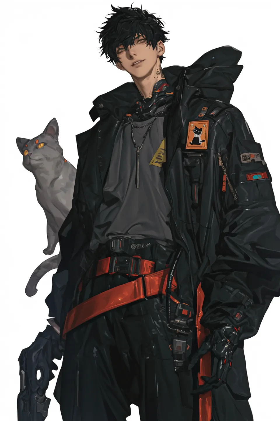 白底战术少年与机械猫