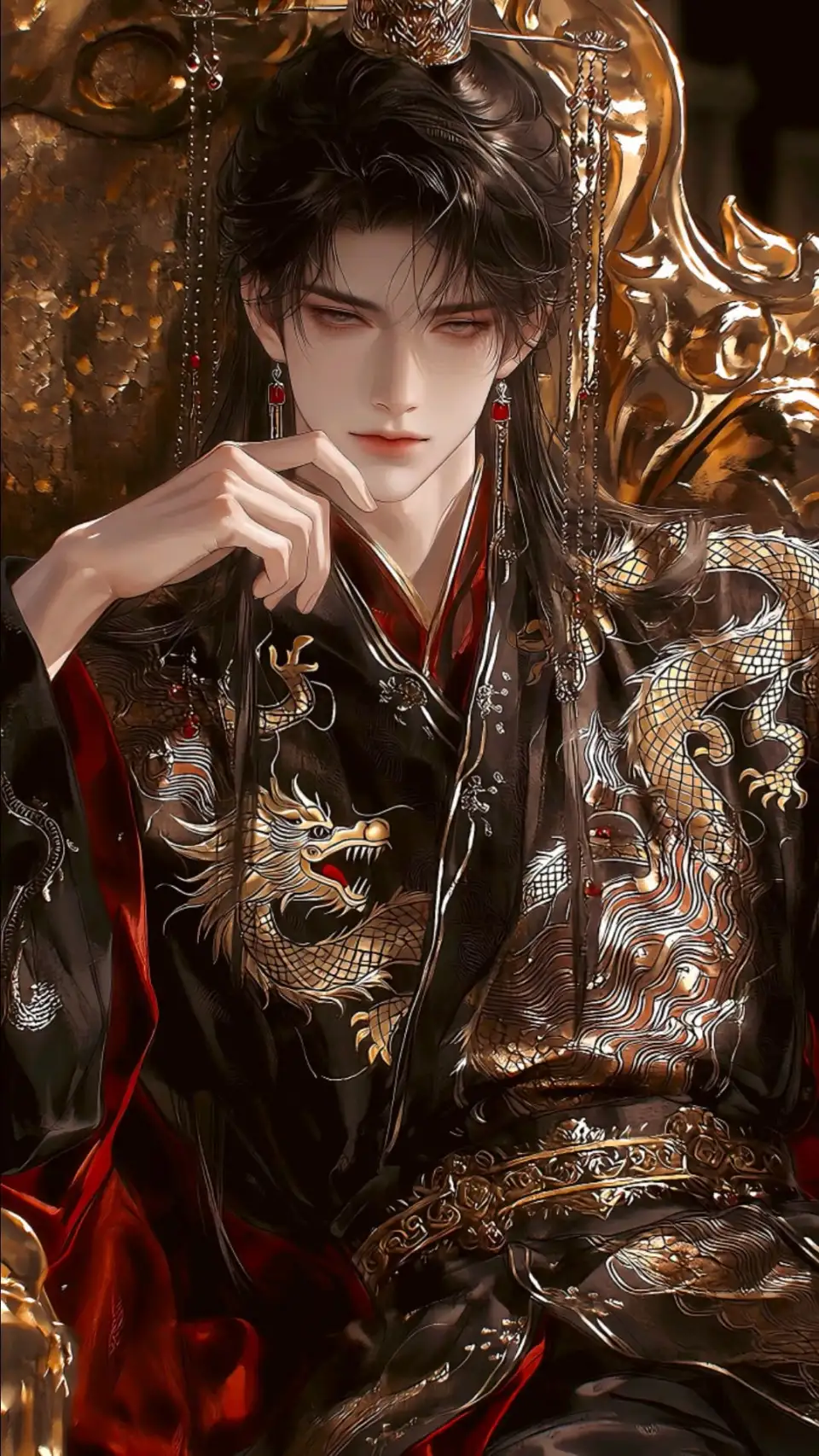 龙纹金饰玄衣公子