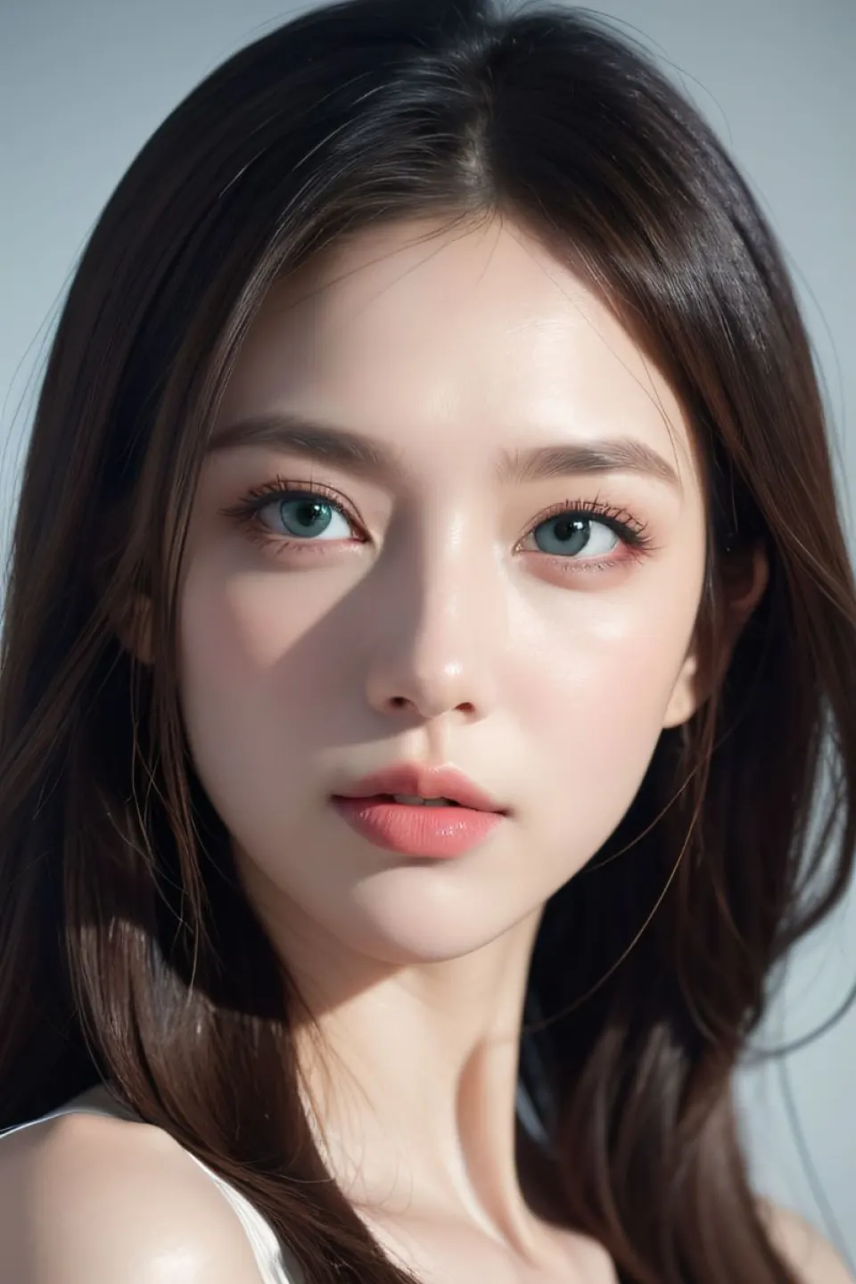阴影切面的棕发女子