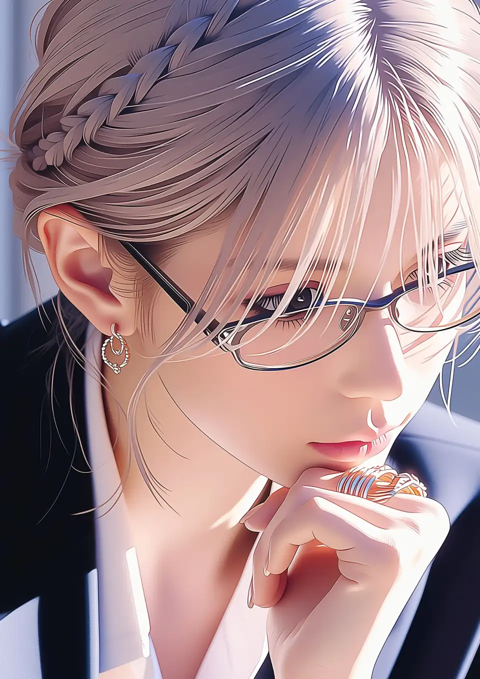 银发少女与面碗