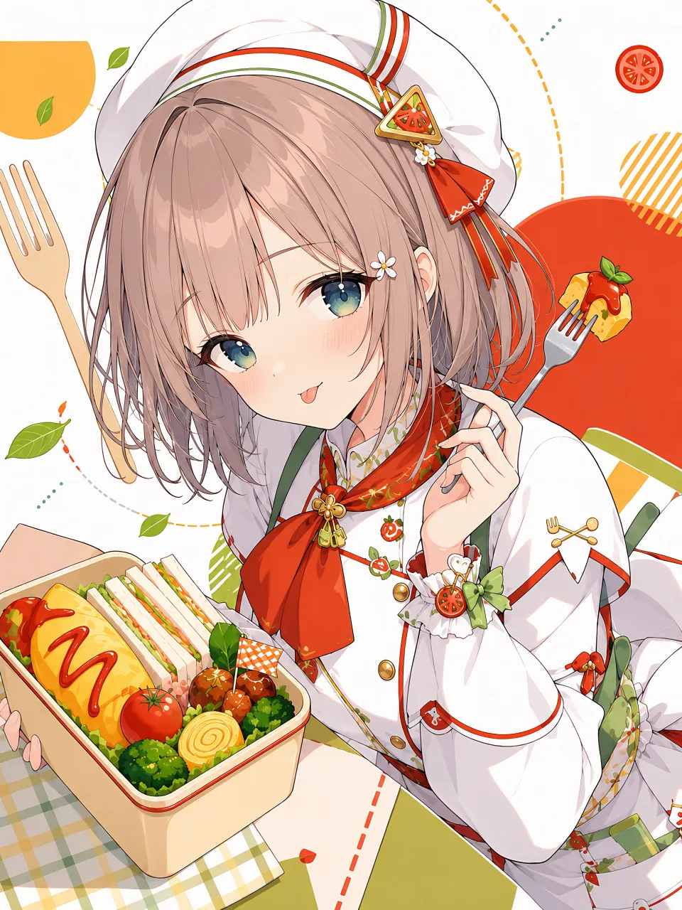 厨师服少女与精致便当