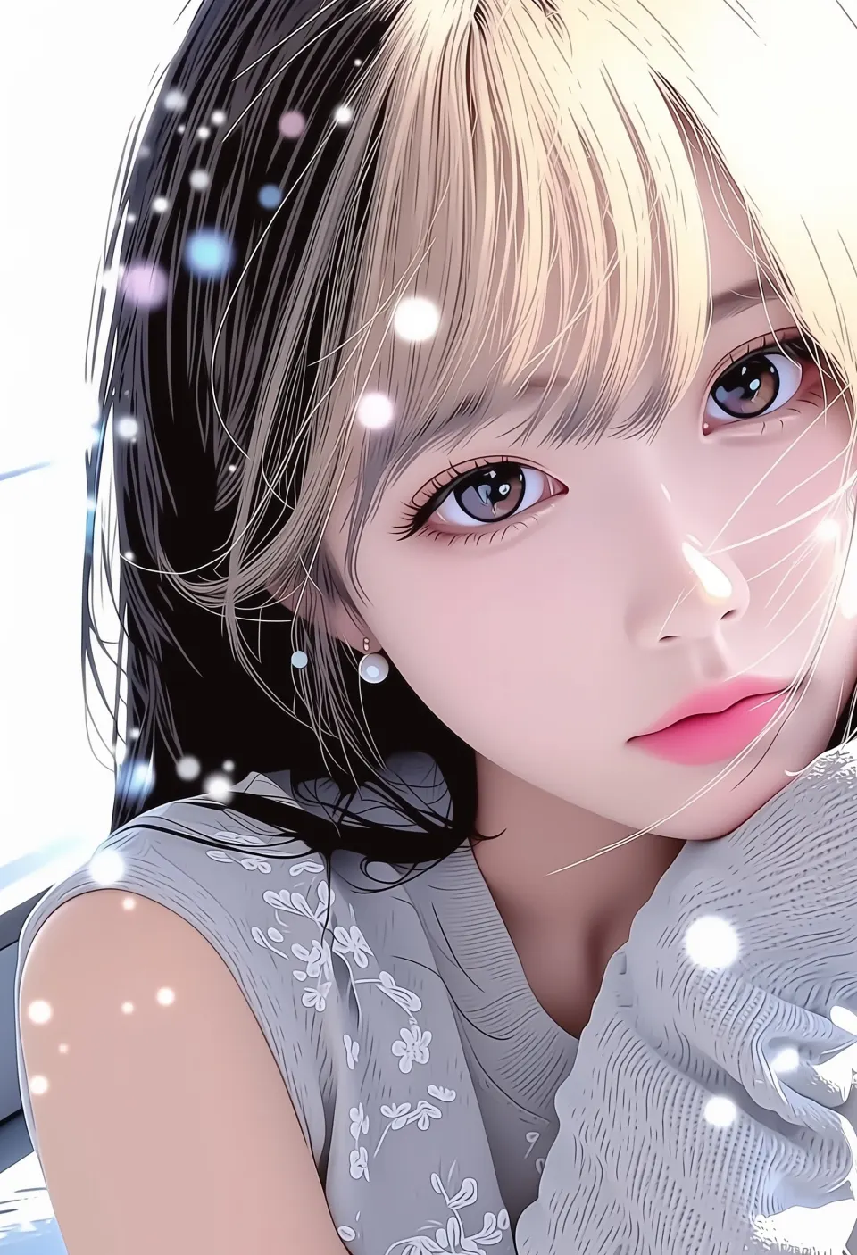 雪中回眸少女插画