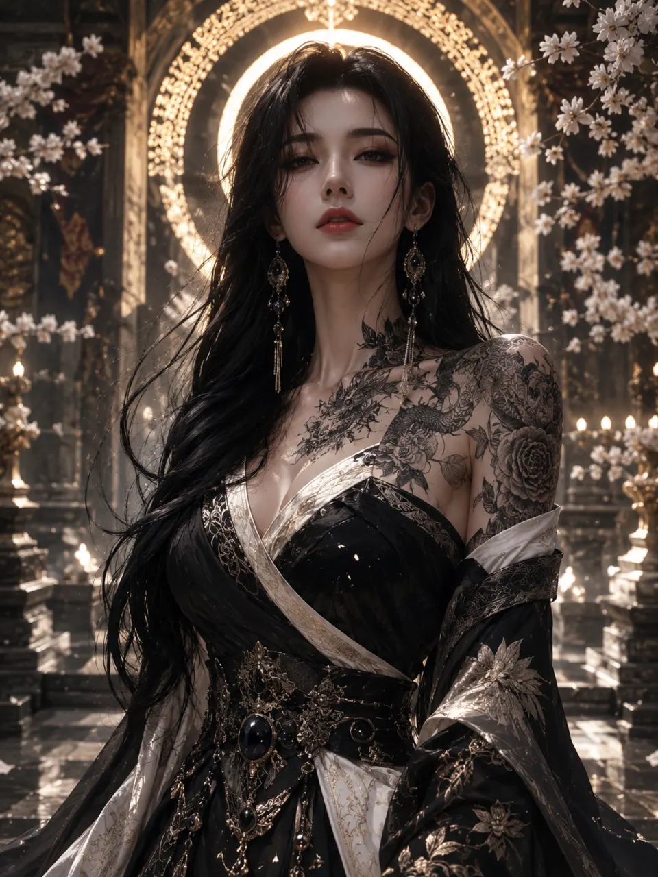 墨龙纹身古风女神