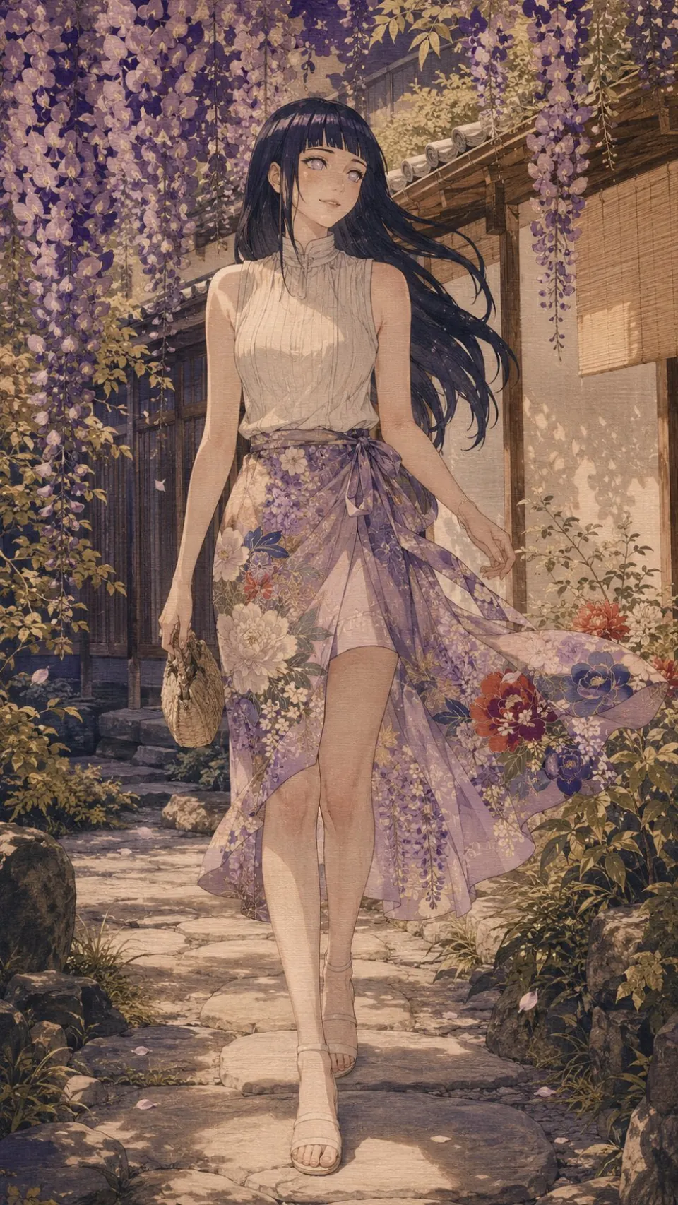 紫藤花下的庭院漫步
