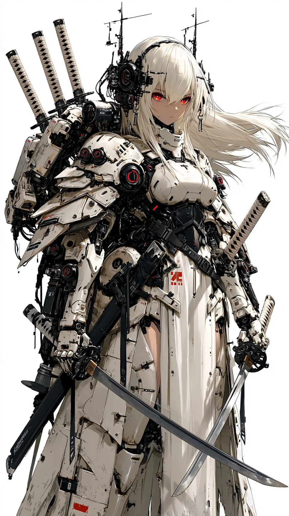 白甲红瞳机甲剑士