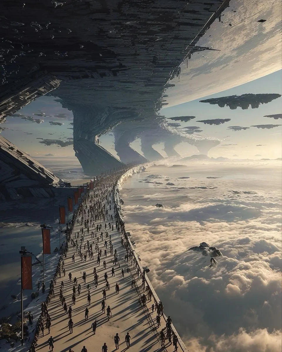 云端天梯与巨型浮空城
