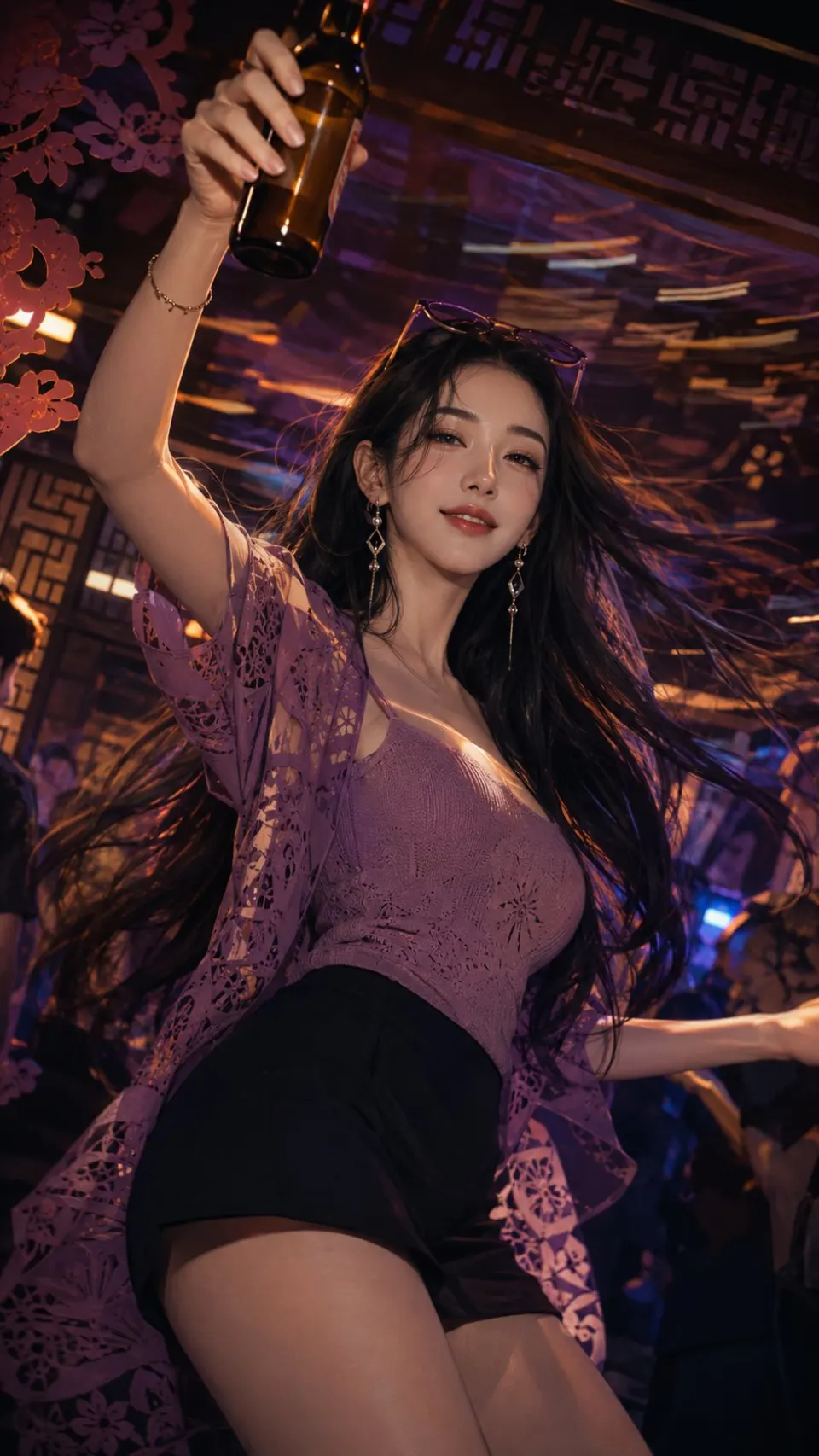 紫夜举杯少女