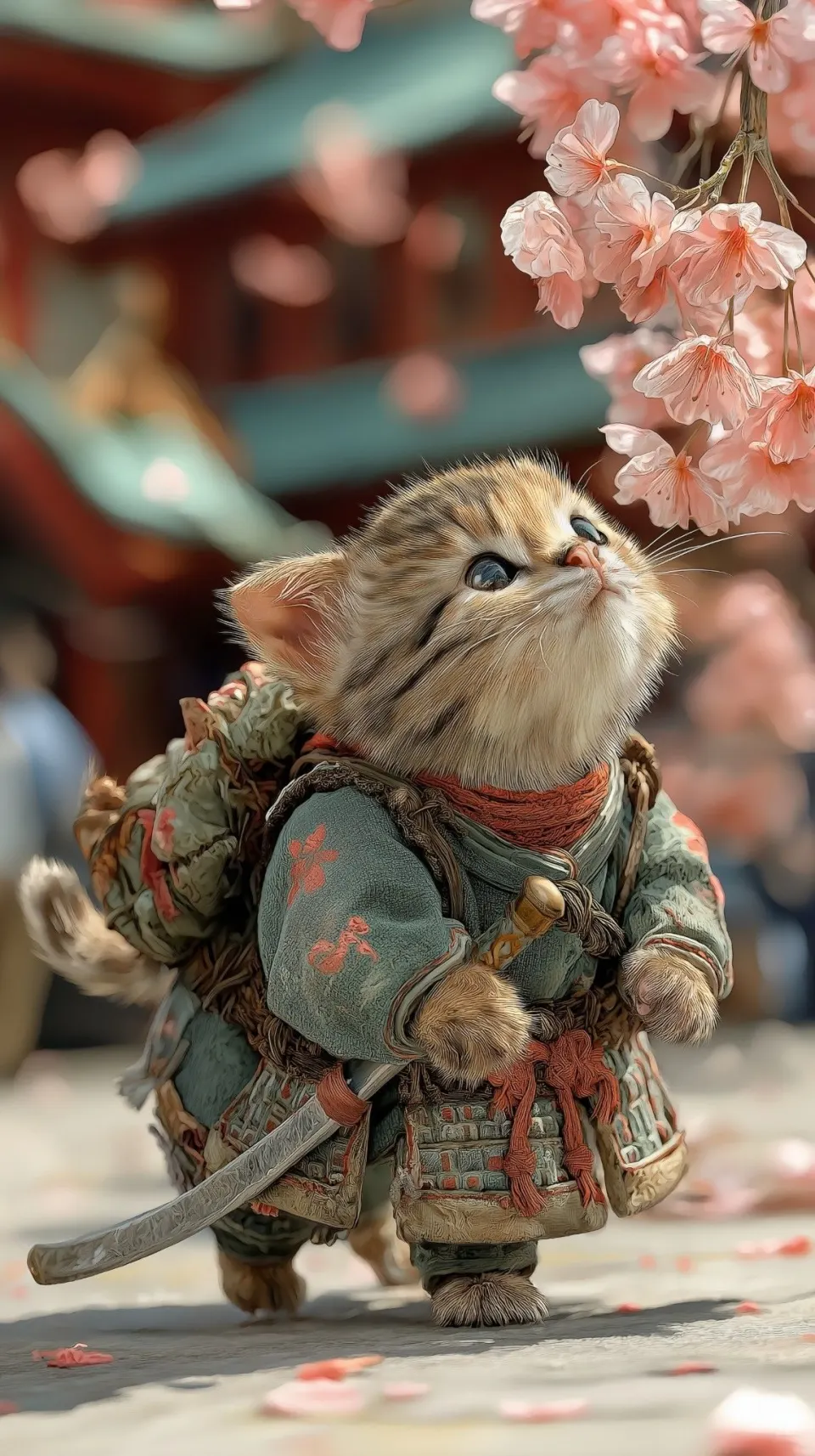 樱花树下的武士猫