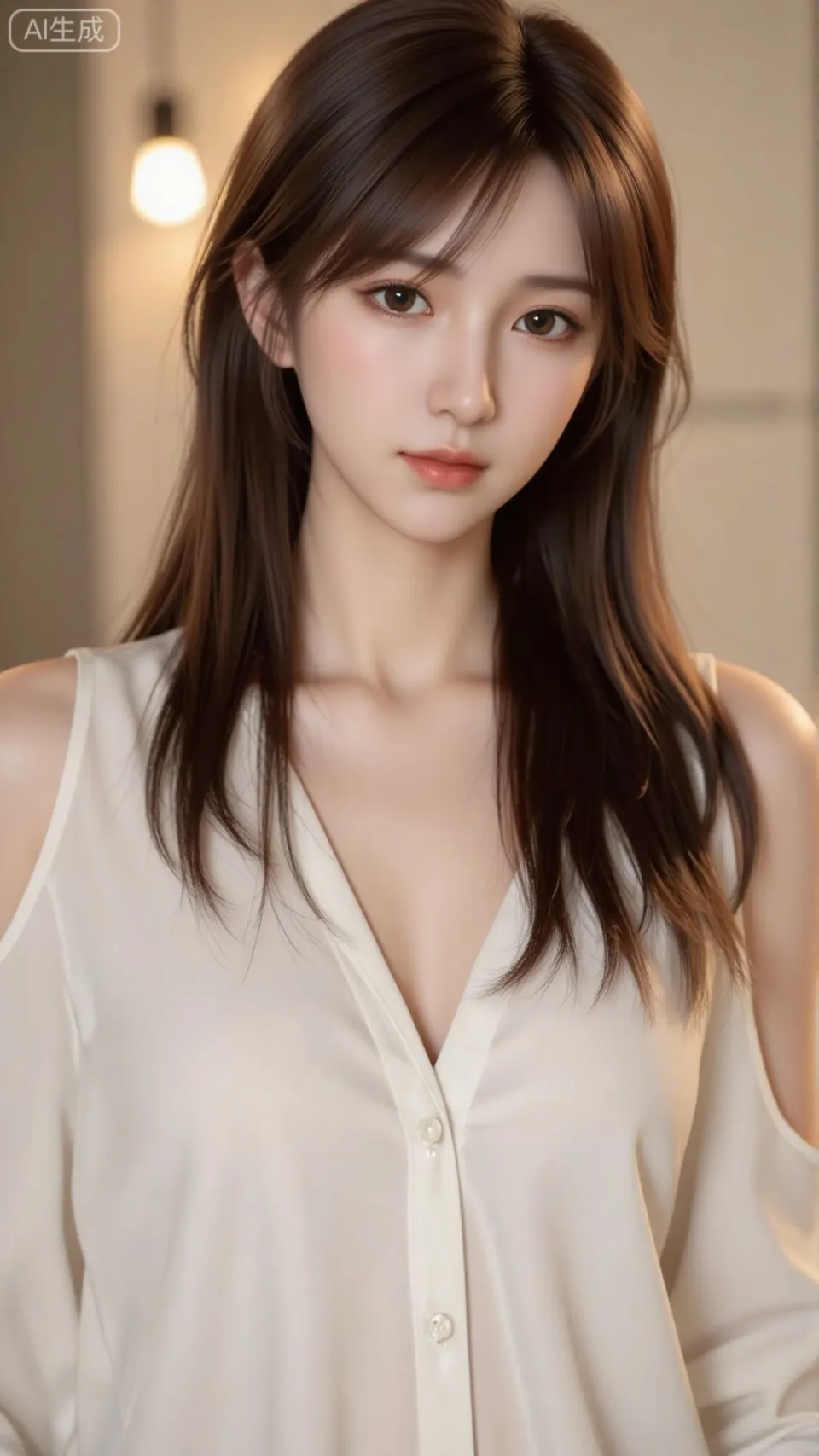 白衣暖光半身像