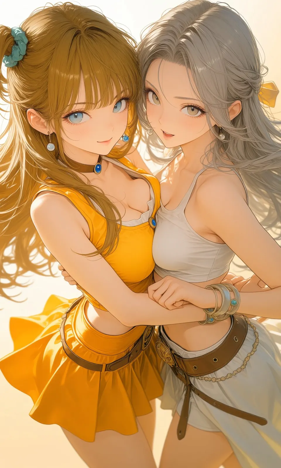金发与银发少女的亲密拥抱
