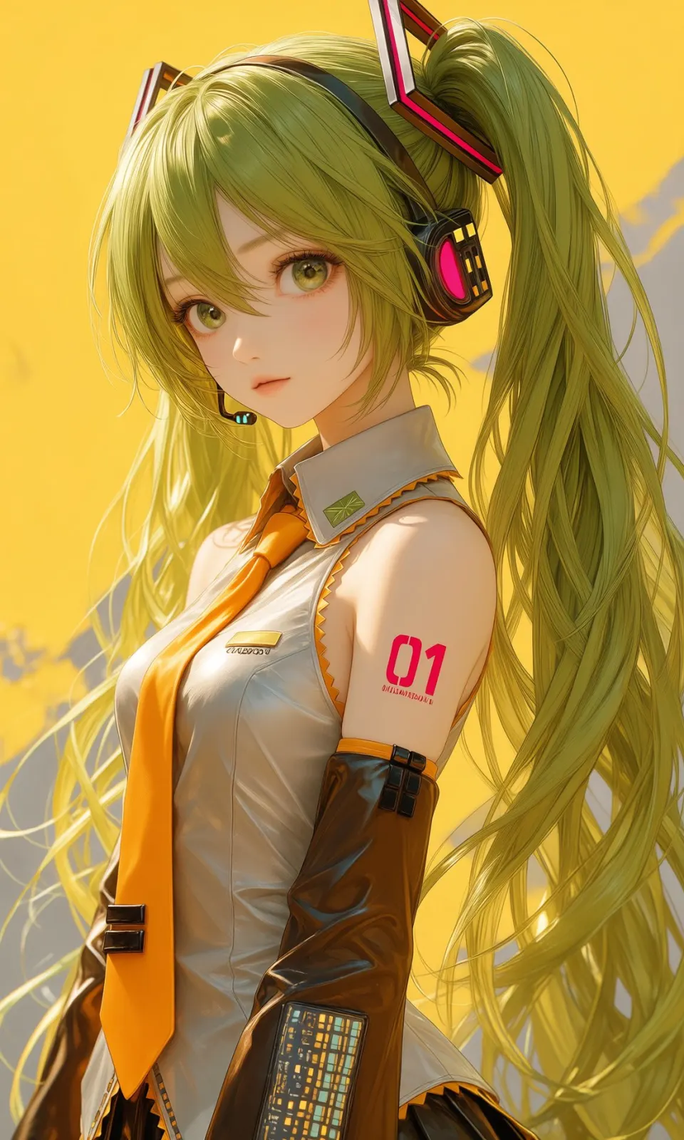 赛博朋克绿发双马尾少女