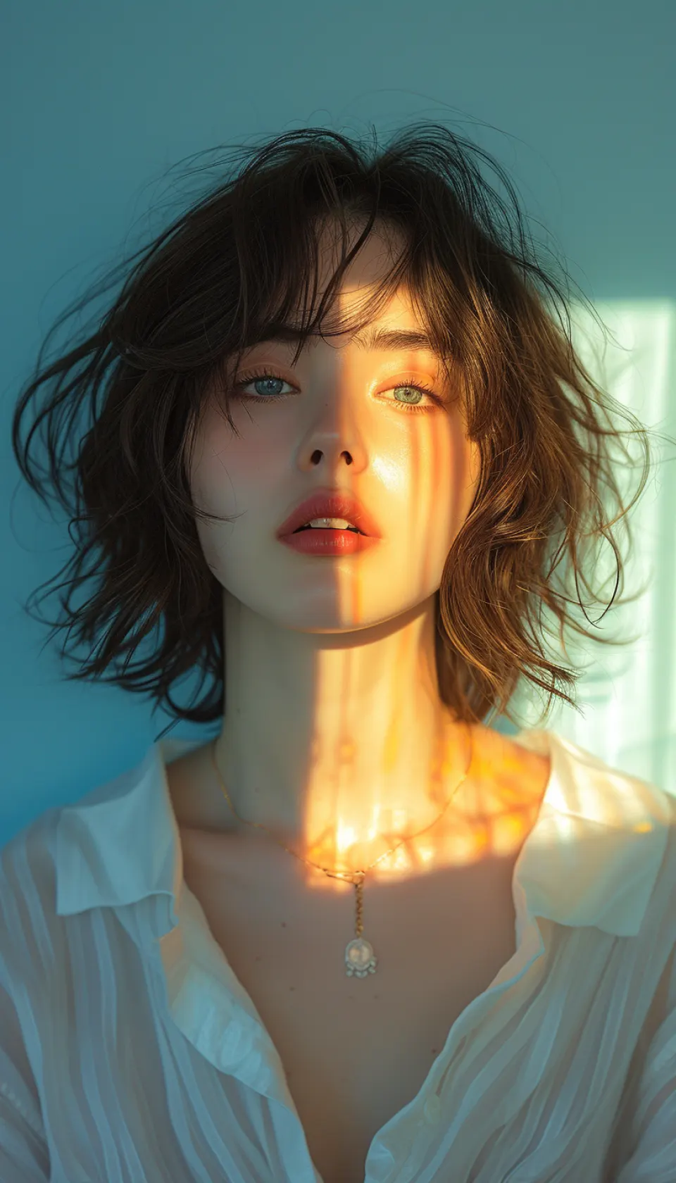 暖光下的短发女性角色