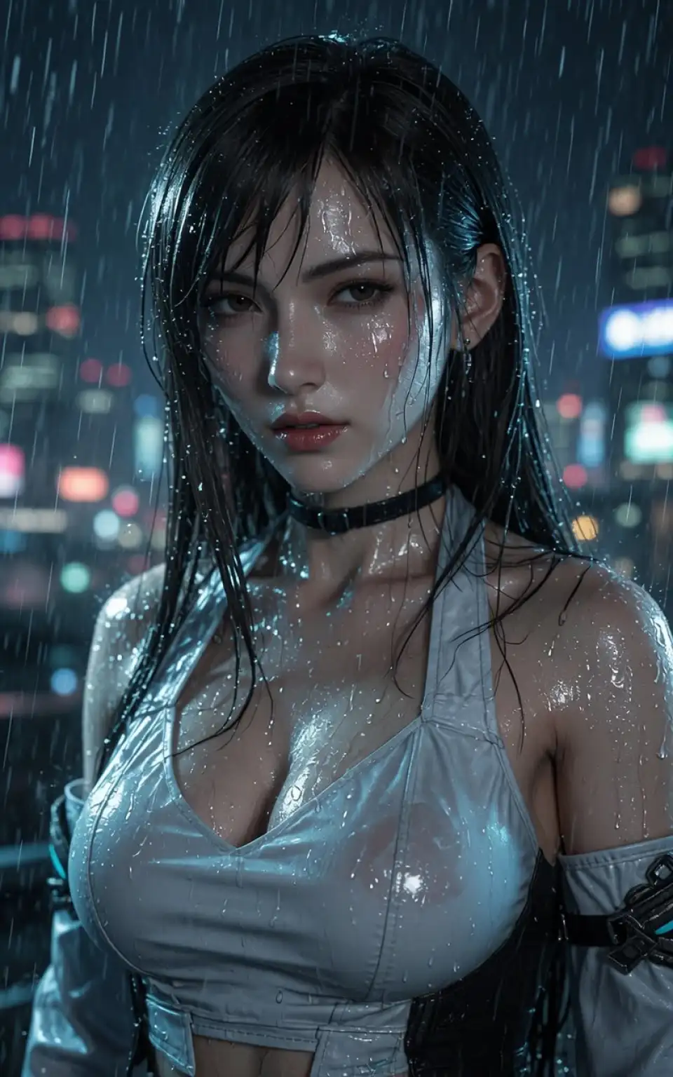雨夜湿发女性肖像