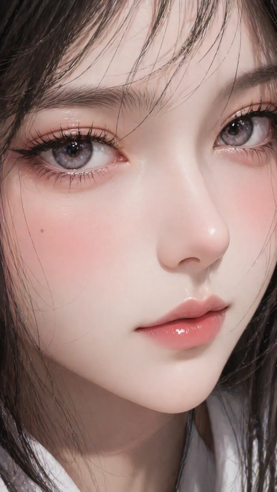 眼睛与嘴唇的极近人像