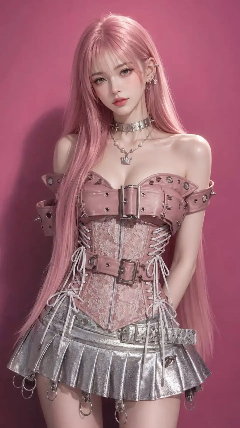 粉色朋克风少女肖像