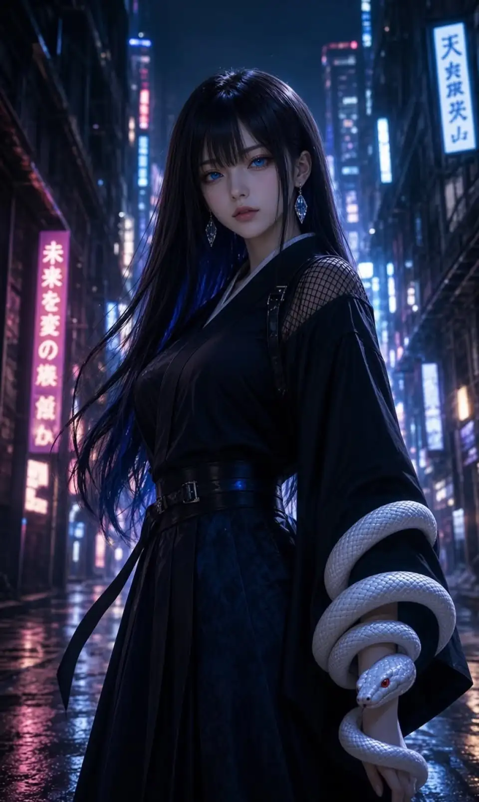 赛博都市白蛇少女