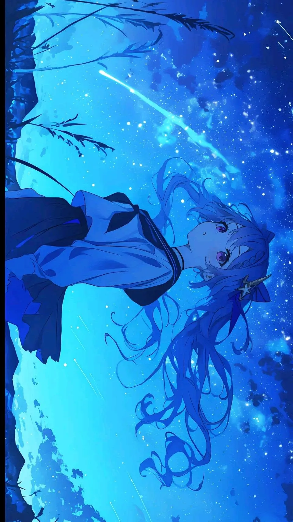 星河下的蓝色少女