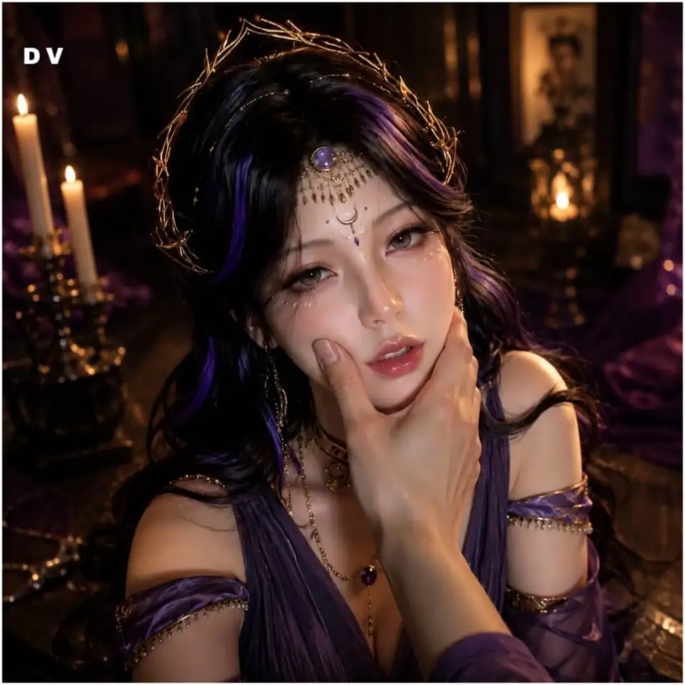 紫韵烛影：奇幻风额饰少女