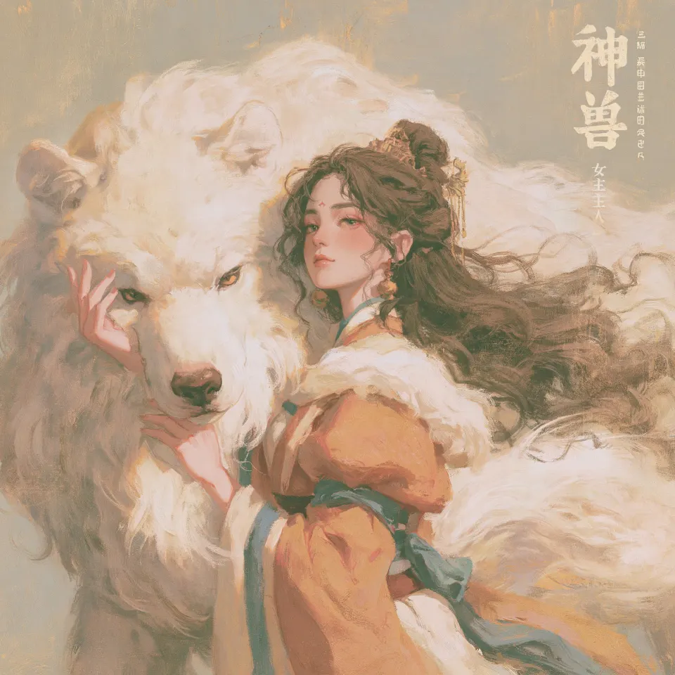 白兽相拥