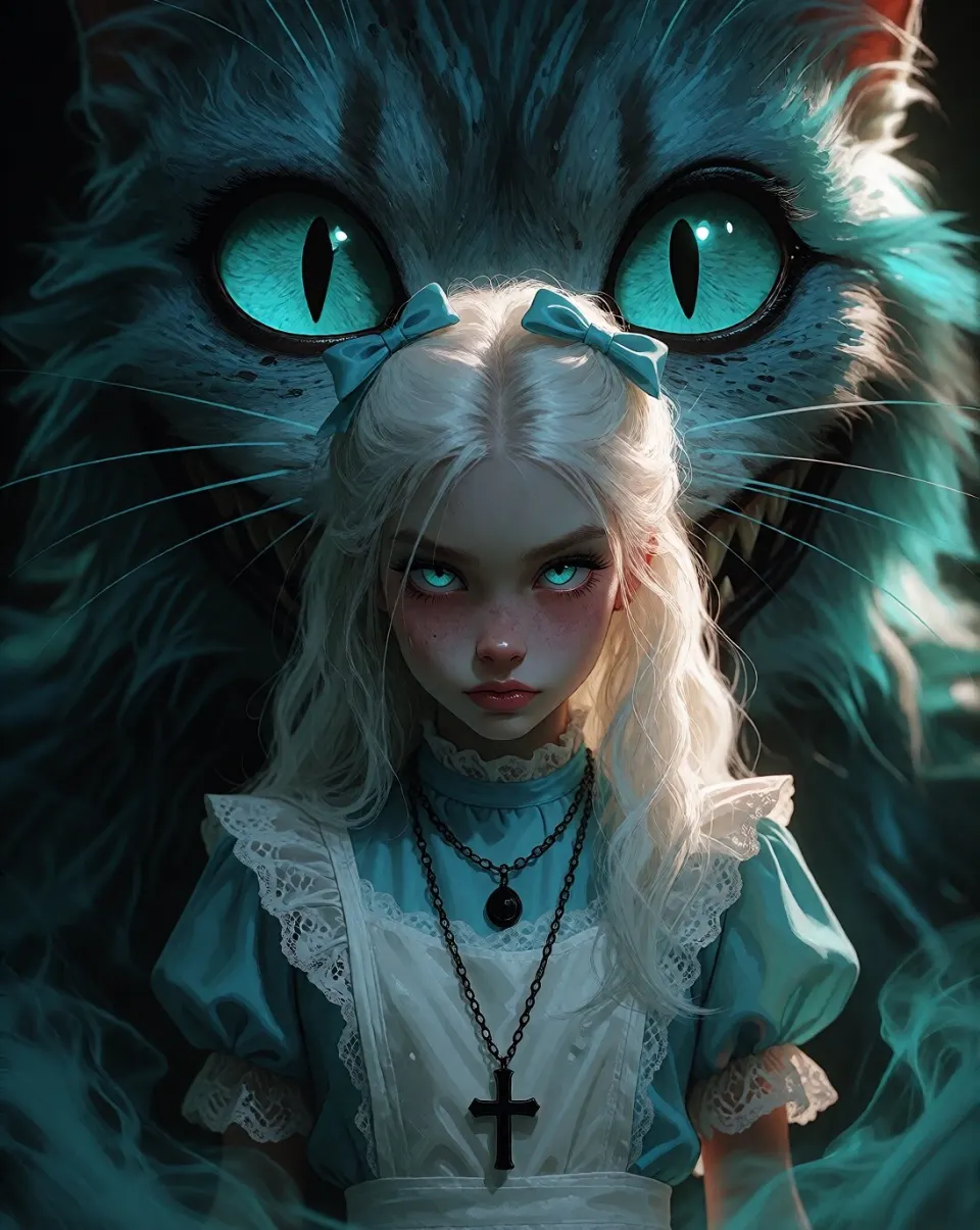 蓝瞳少女与巨猫